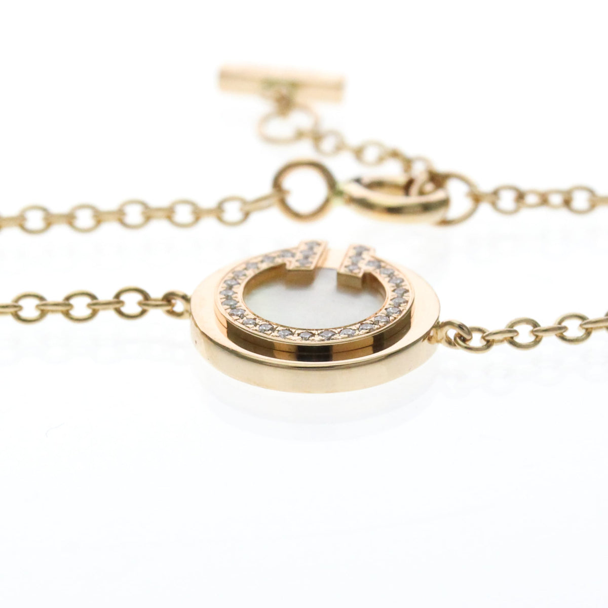 Tiffany & Co. T Circle Chain 18K Rose Gold With Mother Of Pearl And Diamonds Gold Pink_Gold Bracelet Jewelry (Pre-Owned)