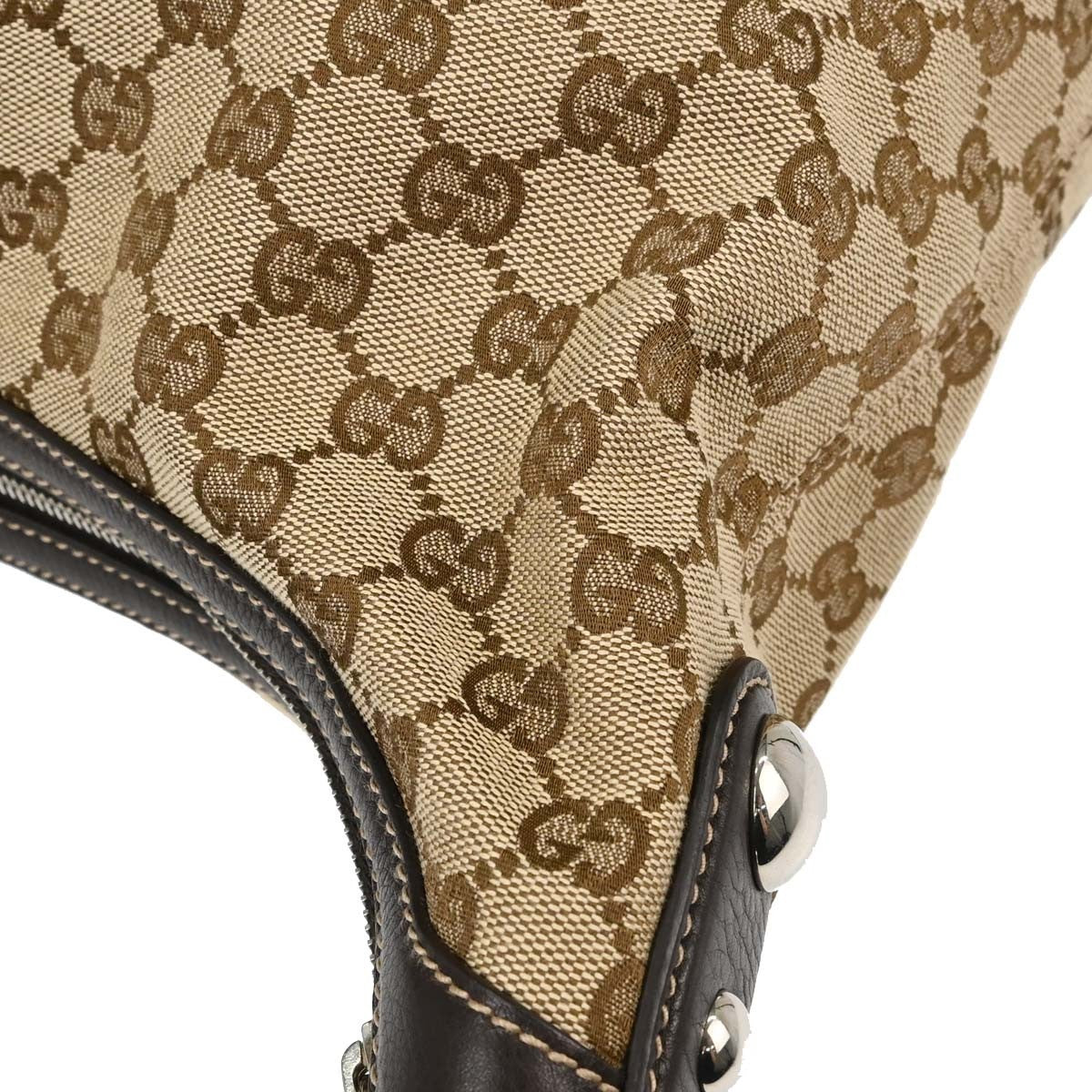 Gucci Horsebit Hobo Gg Canvas Beige Canvas Shoulder Bag Bag (Pre-Owned)