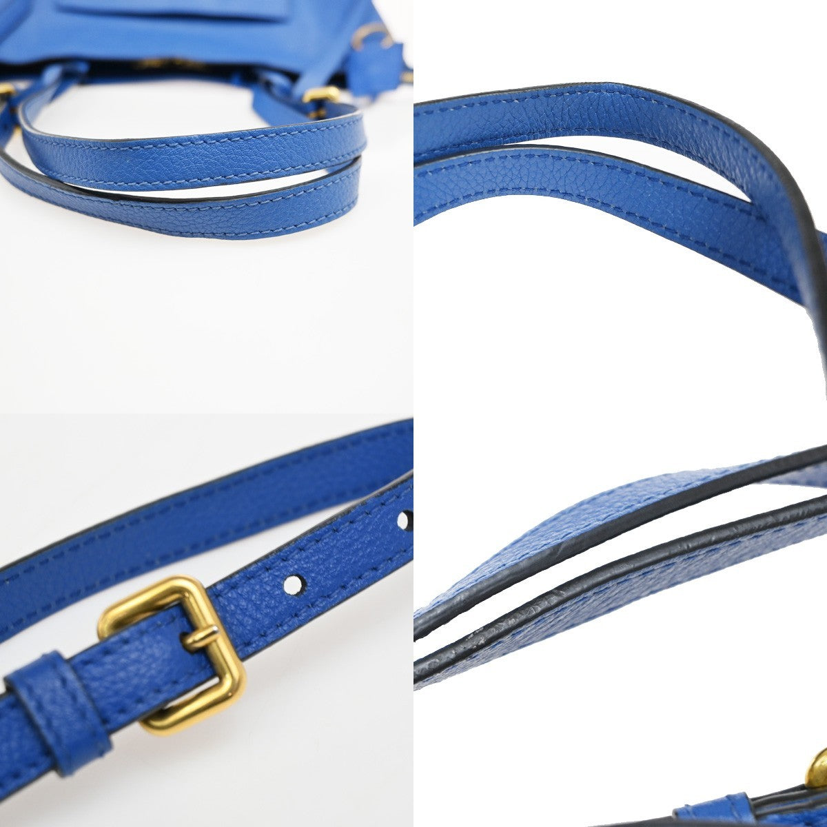 Prada Front Pocket Shopping Vitello Daino Blue Leather Tote Bag Bag (Pre-Owned)