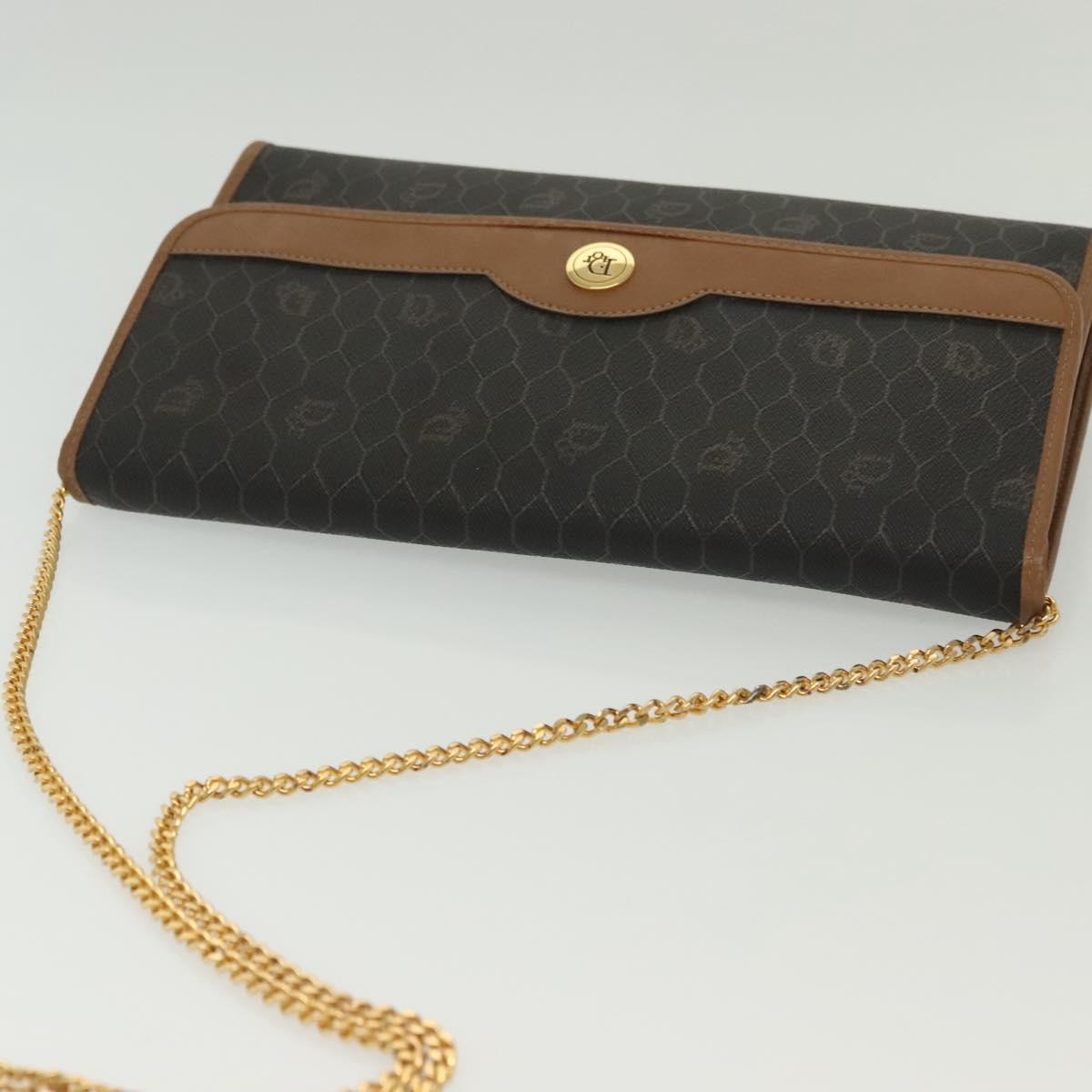 Christian Dior Vintage Honeycomb Chain Canvas Black Canvas Bag (Pre-Owned)