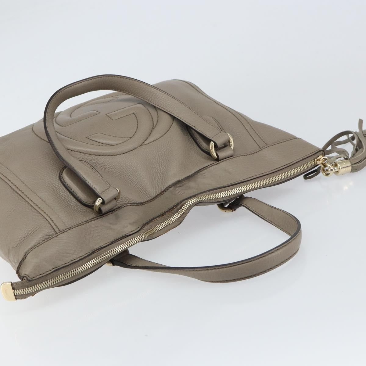 Gucci Soho Convertible Soft Top Handle Leather Gray Leather Handbag (Pre-Owned)