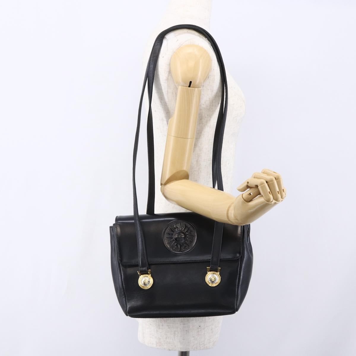Versace Vintage Leather Black Leather Shoulder Bag Bag (Pre-Owned)