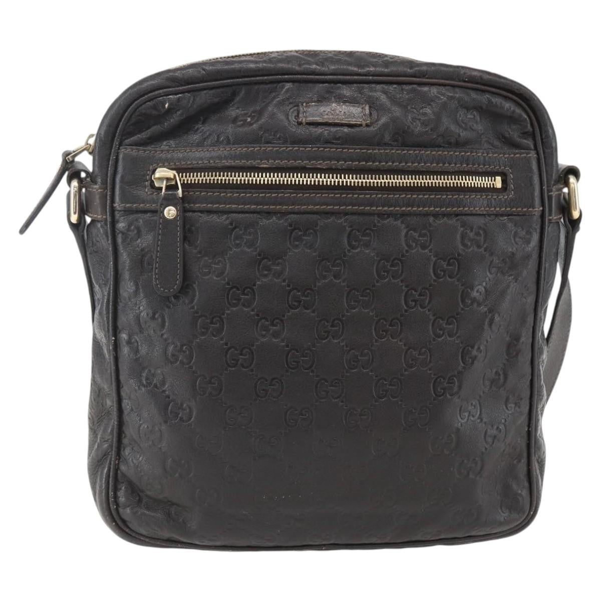 Gucci Front Zip Messenger Guccissima Leather Brown Leather Shoulder Bag Bag (Pre-Owned)