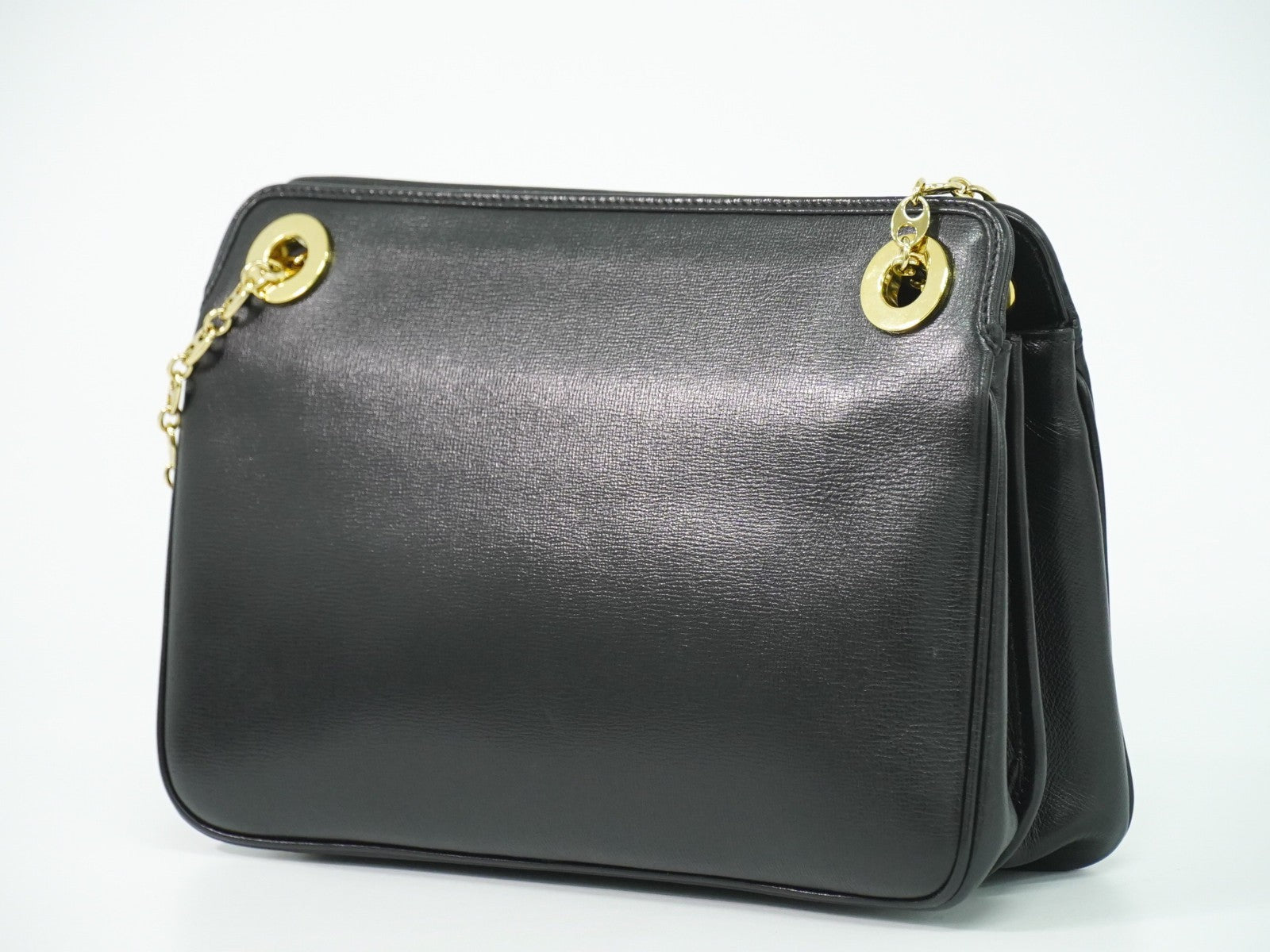 Gucci Marina Chain Leather Black Leather Shoulder Bag Bag (Pre-Owned)