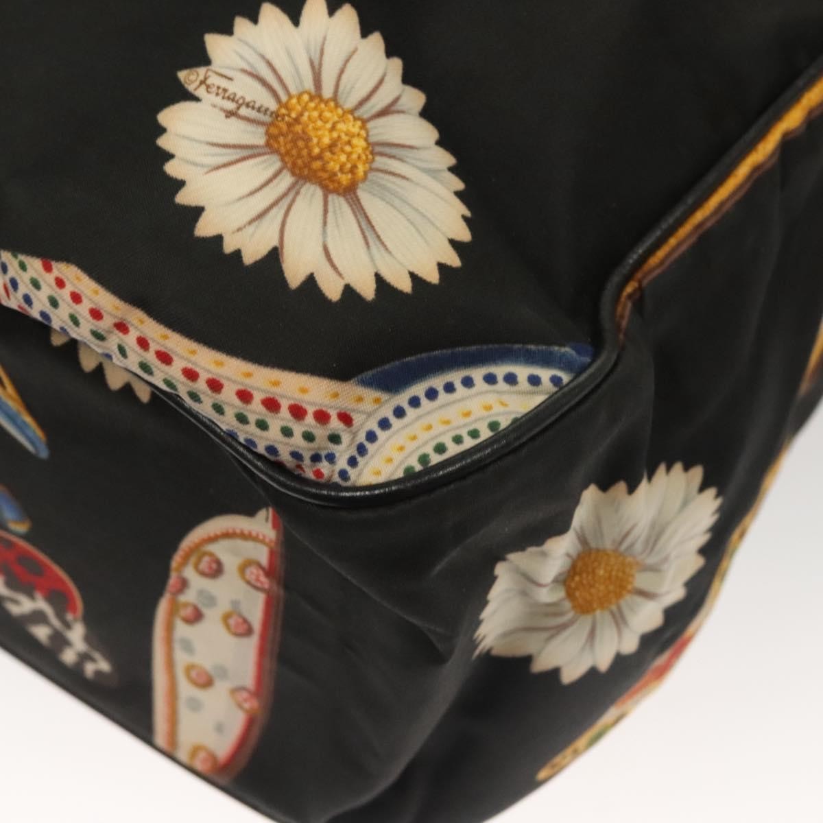 Salvatore Ferragamo Vintage Canvas Black Canvas Tote Bag Bag (Pre-Owned)