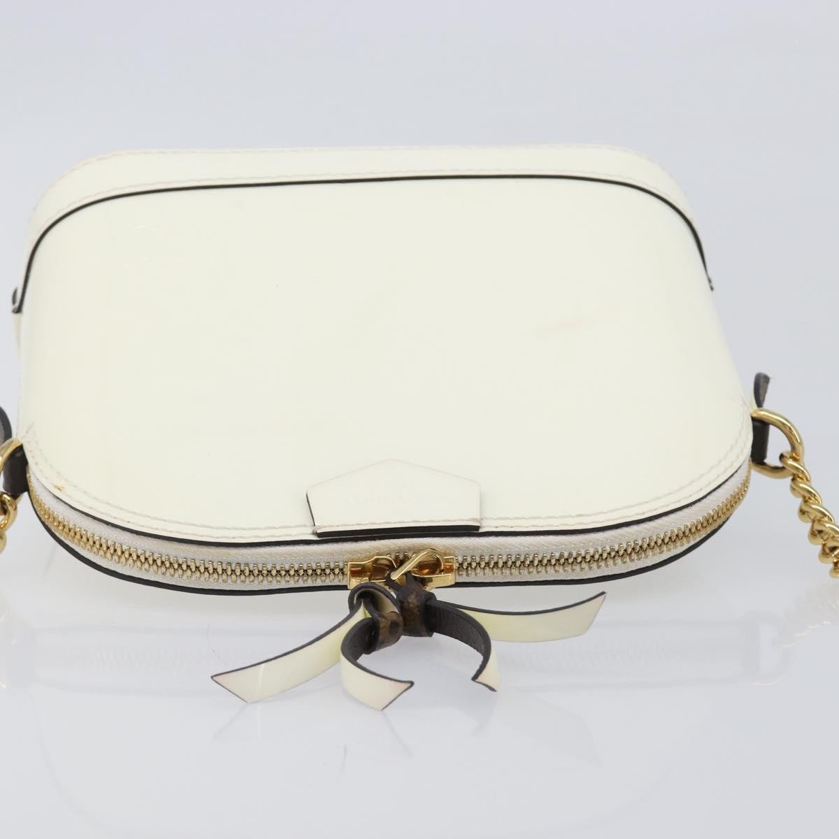 Louis Vuitton Alma Chain Vernis With Monogram Canvas White Patent_Leather Handbag (Pre-Owned)