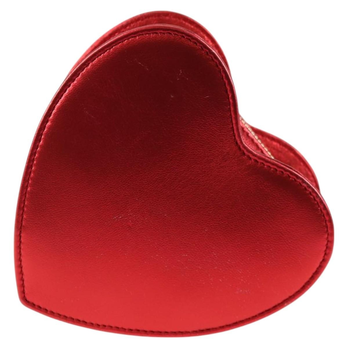 Saint Laurent Love Heart Chain Leather Red Leather Shoulder Bag Bag (Pre-Owned)