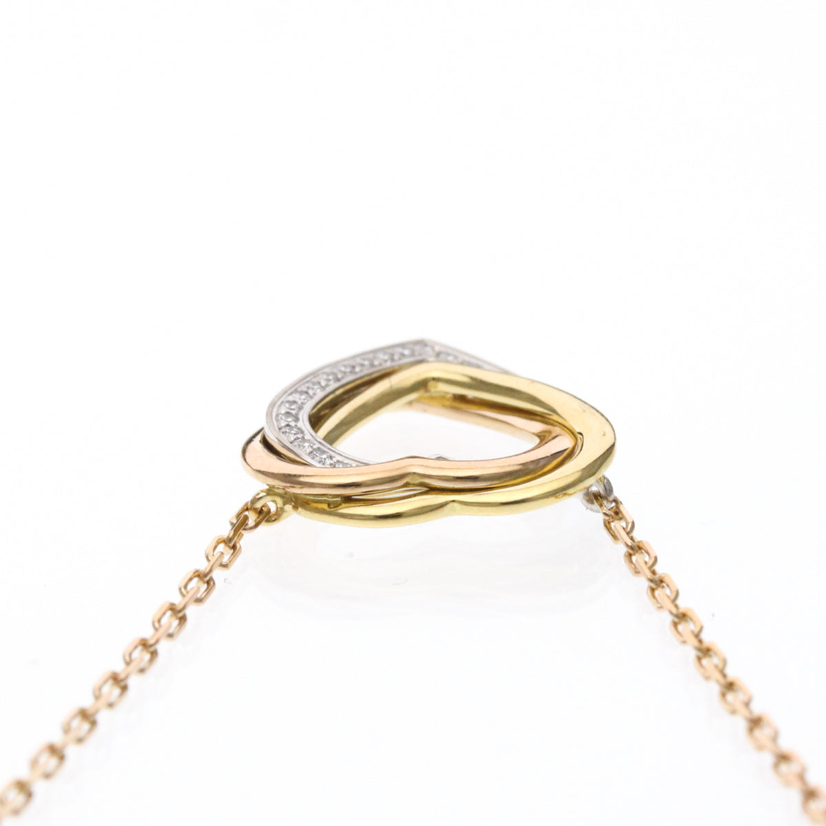 Cartier Trinity De Cartier Heart Pendant 18K Tricolor Gold With Diamonds Gold Gold Necklace Jewelry (Pre-Owned)