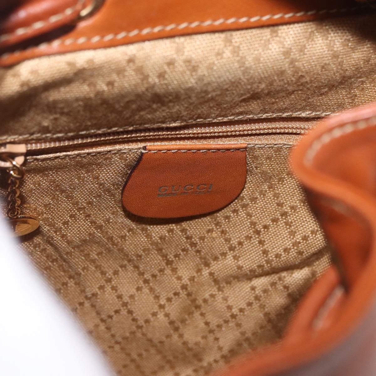 Gucci Vintage Bamboo Leather Brown Leather Backpack Bag (Pre-Owned)