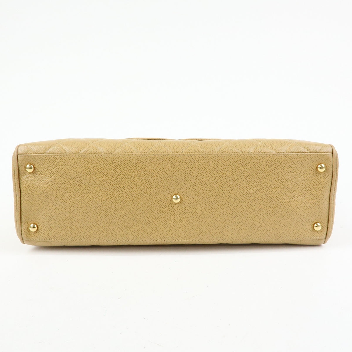 Chanel Timeless Cc Bowler Quilted Caviar Beige Leather Handbag (Pre-Owned)