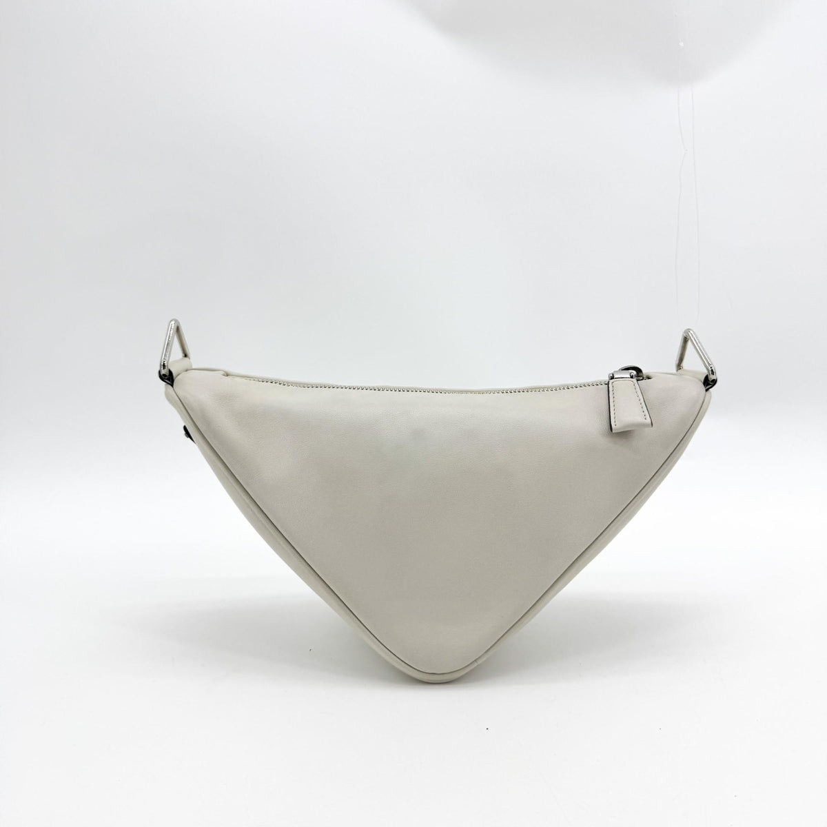 Prada Triangle Logo Zip Leather White Leather Crossbody Bag Bag (Pre-Owned)