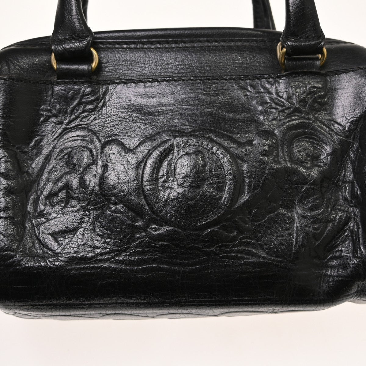 Fendi Convertible Boston Patent Black Leather Handbag (Pre-Owned)