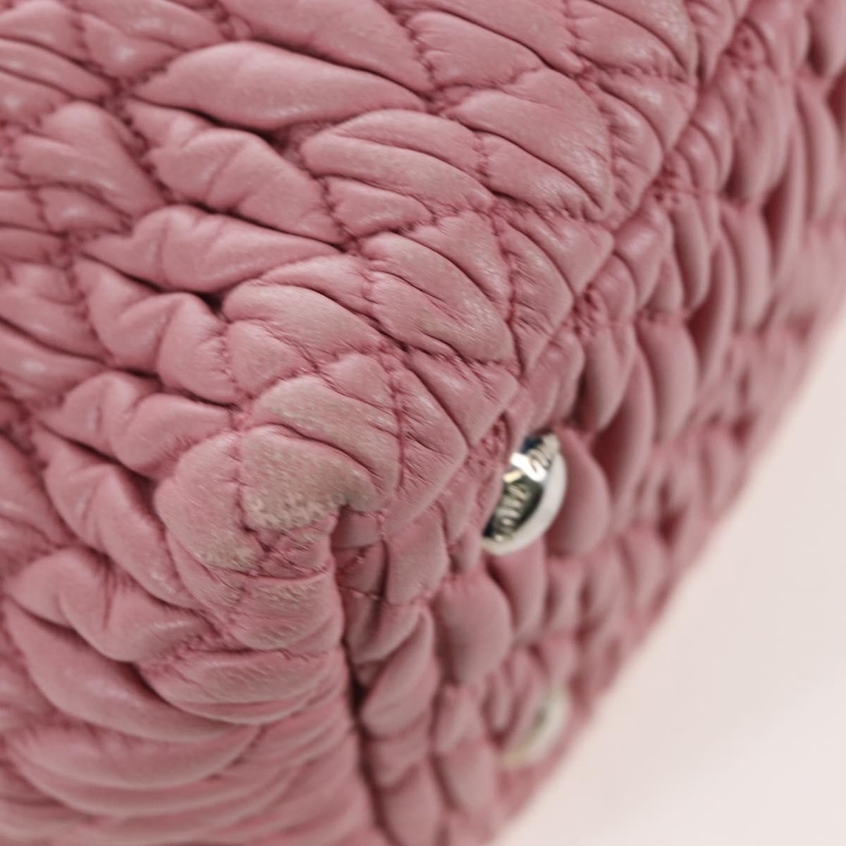 Miu Miu Crystal Convertible Top Handle Matelasse Leather Pink Leather Handbag (Pre-Owned)