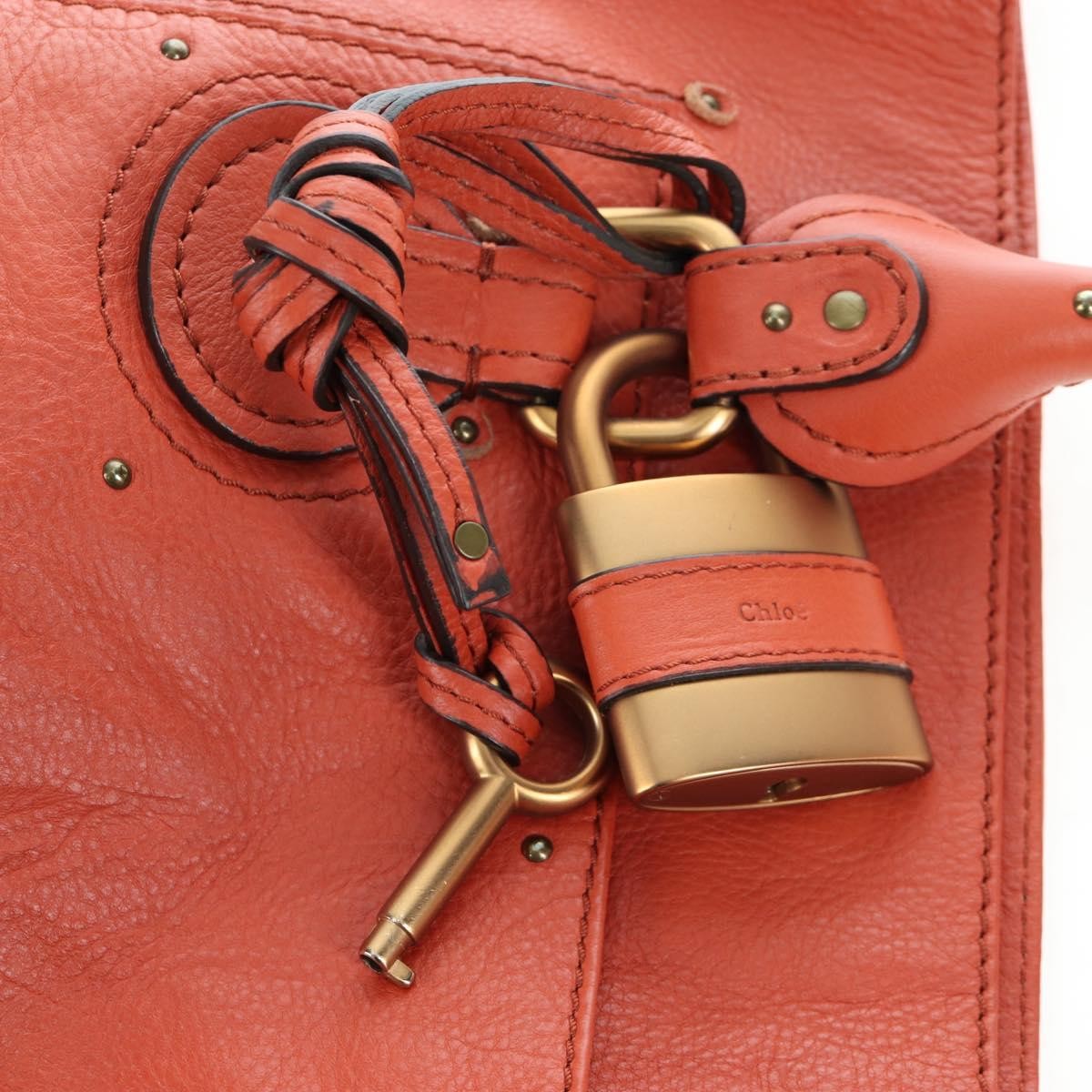 Chloe Paddington Leather Orange Leather Tote Bag Bag (Pre-Owned)