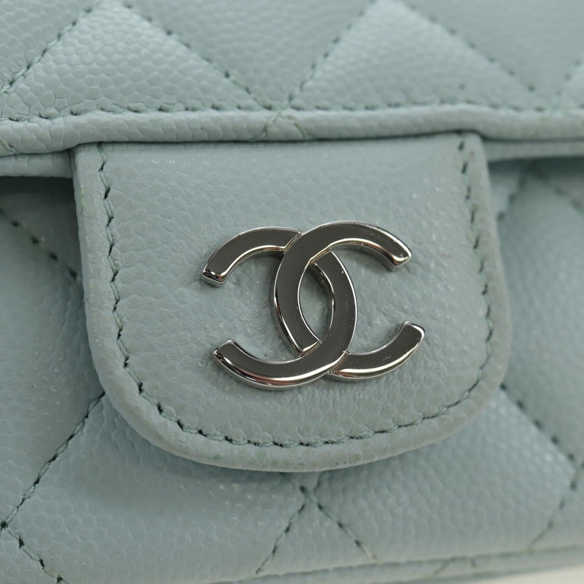 Chanel Classic Sunglasses Case With Chain Quilted Caviar Blue Calfskin Clutche & Pouche Bag (Pre-Owned)