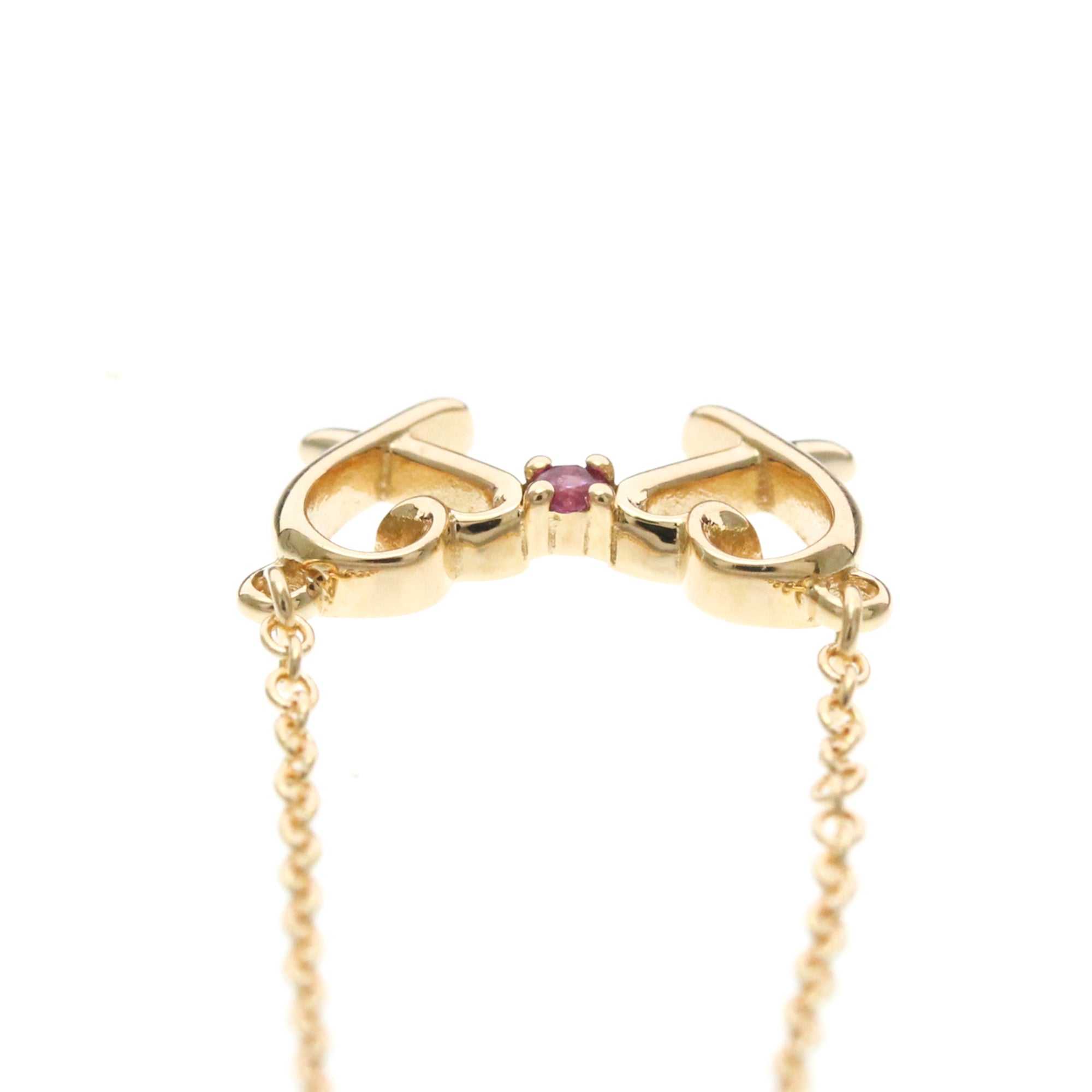 Tiffany & Co. Double Loving Heart Pendant 18K Rose Gold With Pink Sapphire Gold Pink_Gold Necklace Jewelry (Pre-Owned)