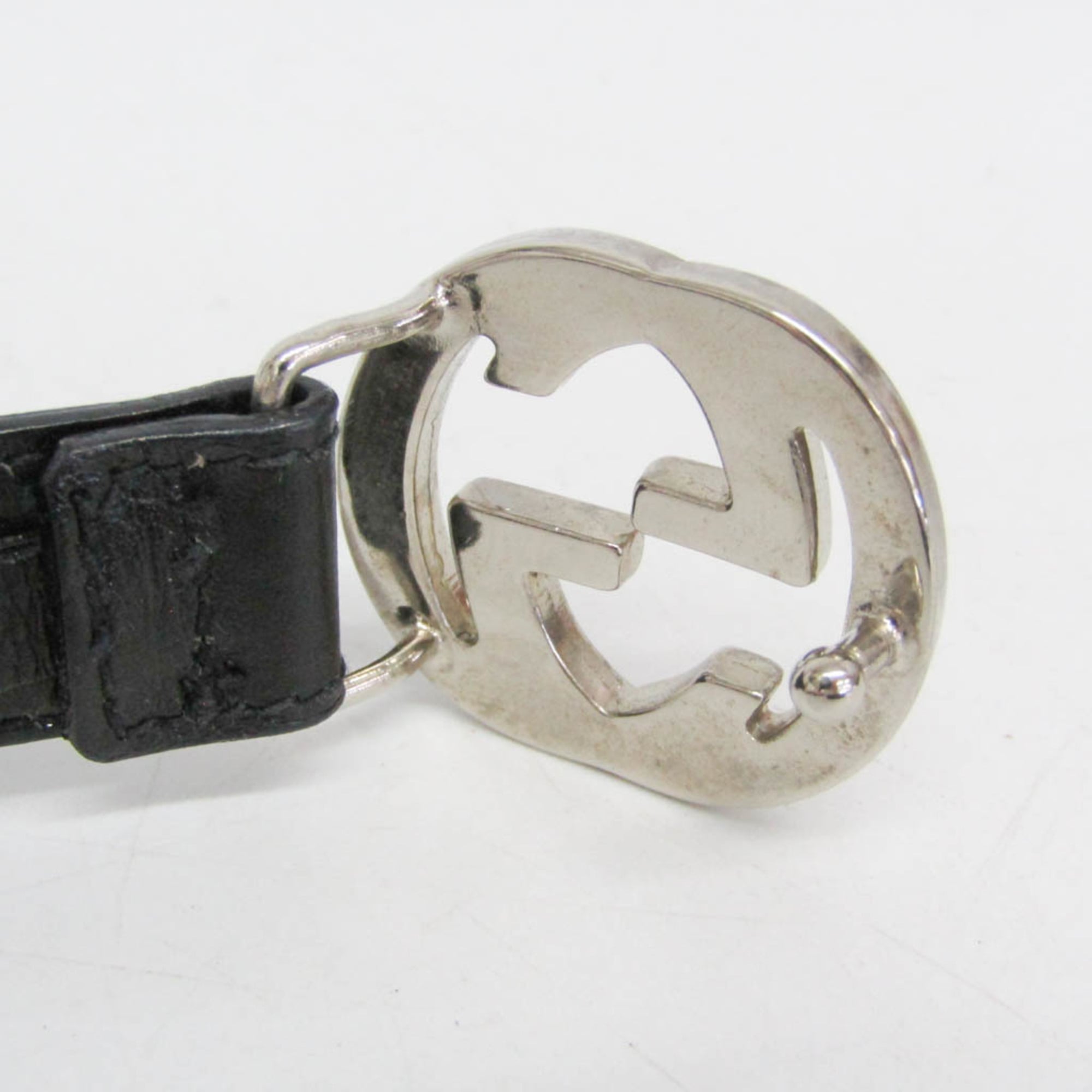 Gucci Interlocking G Belt (Outlet) Leather Black Leather Belts Accessory (Pre-Owned)