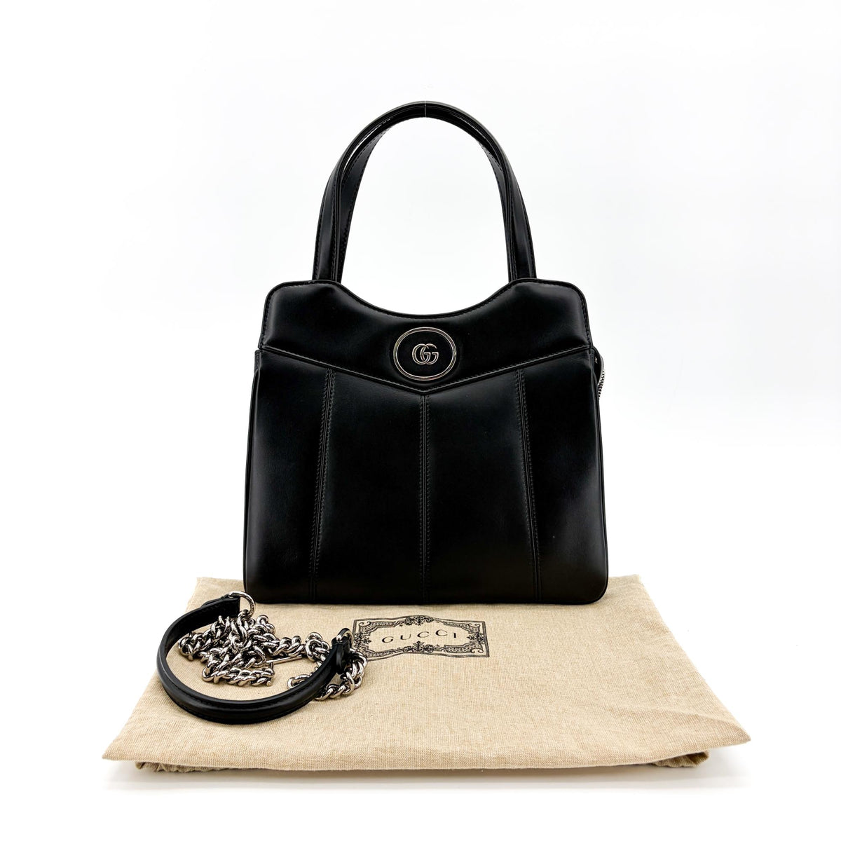Gucci Petite Gg Quilted Leather Black Leather Tote Bag Bag (Pre-Owned)
