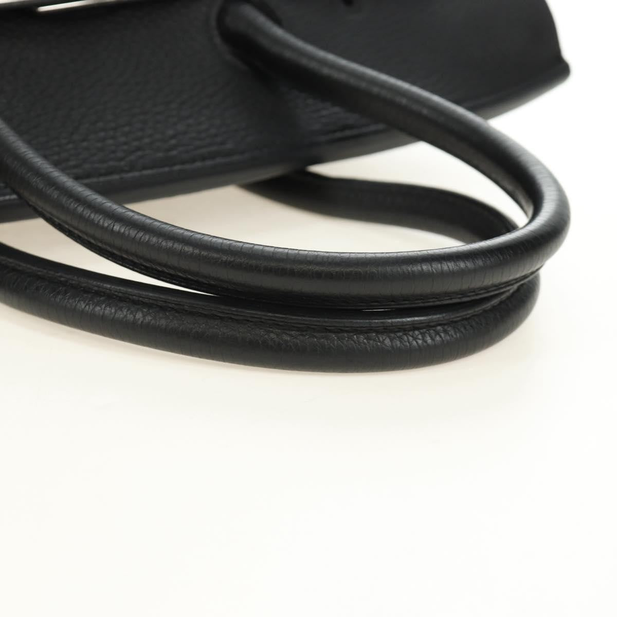 Hermes Birkin Black Clemence With Palladium Hardware Black Leather Handbag (Pre-Owned)