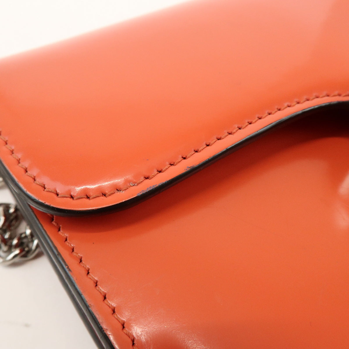 Gucci Interlocking Patent Orange Patent_Leather Shoulder Bag Bag (Pre-Owned)