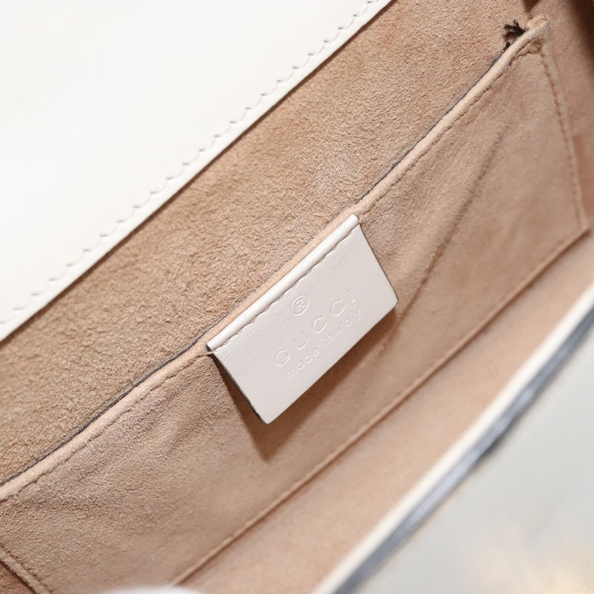 Gucci Sylvie Top Handle Leather White Leather Handbag (Pre-Owned)