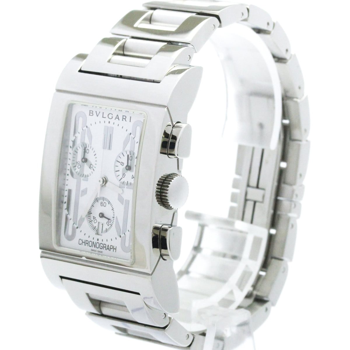 Bvlgari Bvlgari Rettangolo Chronograph Quartz Stainless Steel Watch (Pre-Owned)