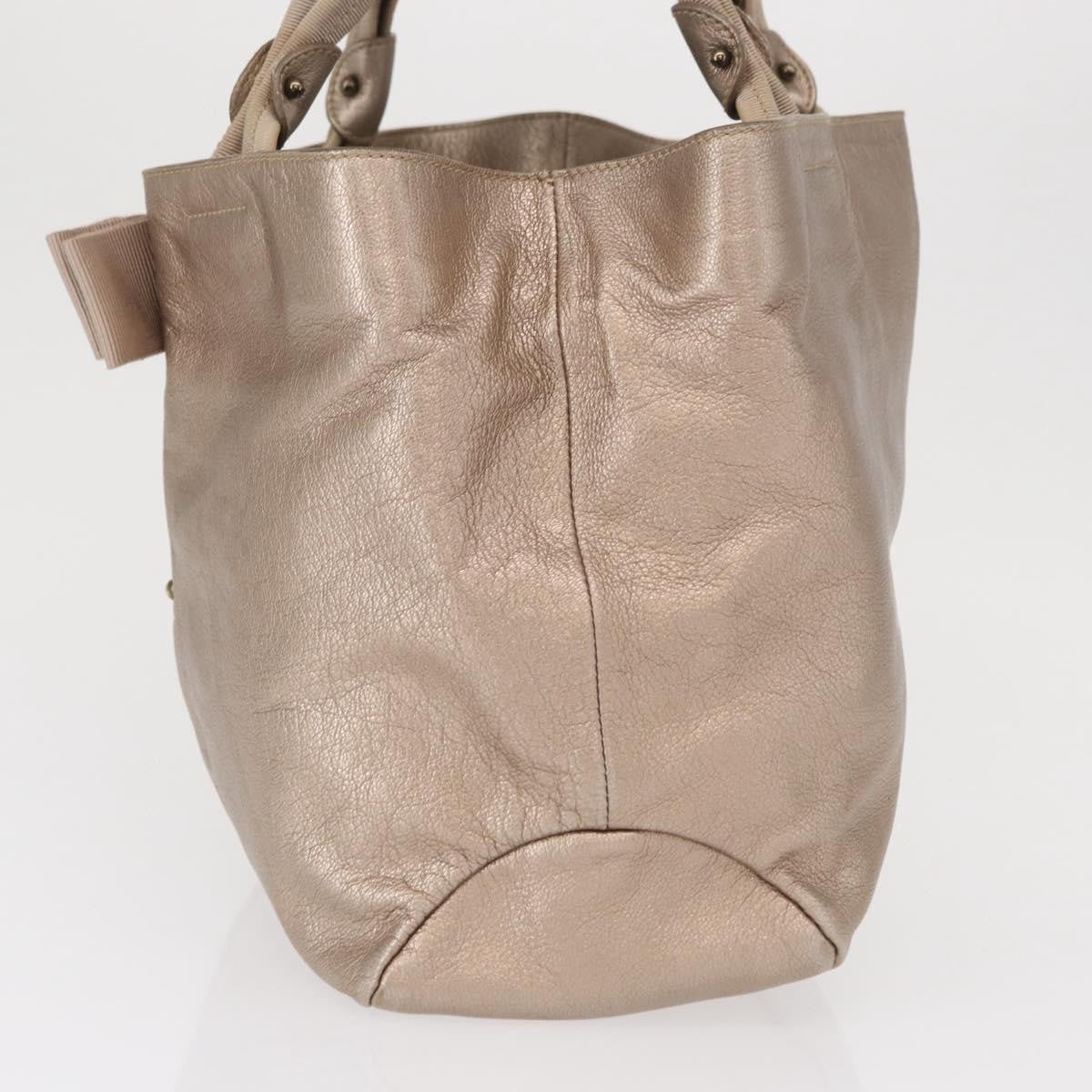 Salvatore Ferragamo Vala Tote Leather Beige Leather Tote Bag Bag (Pre-Owned)