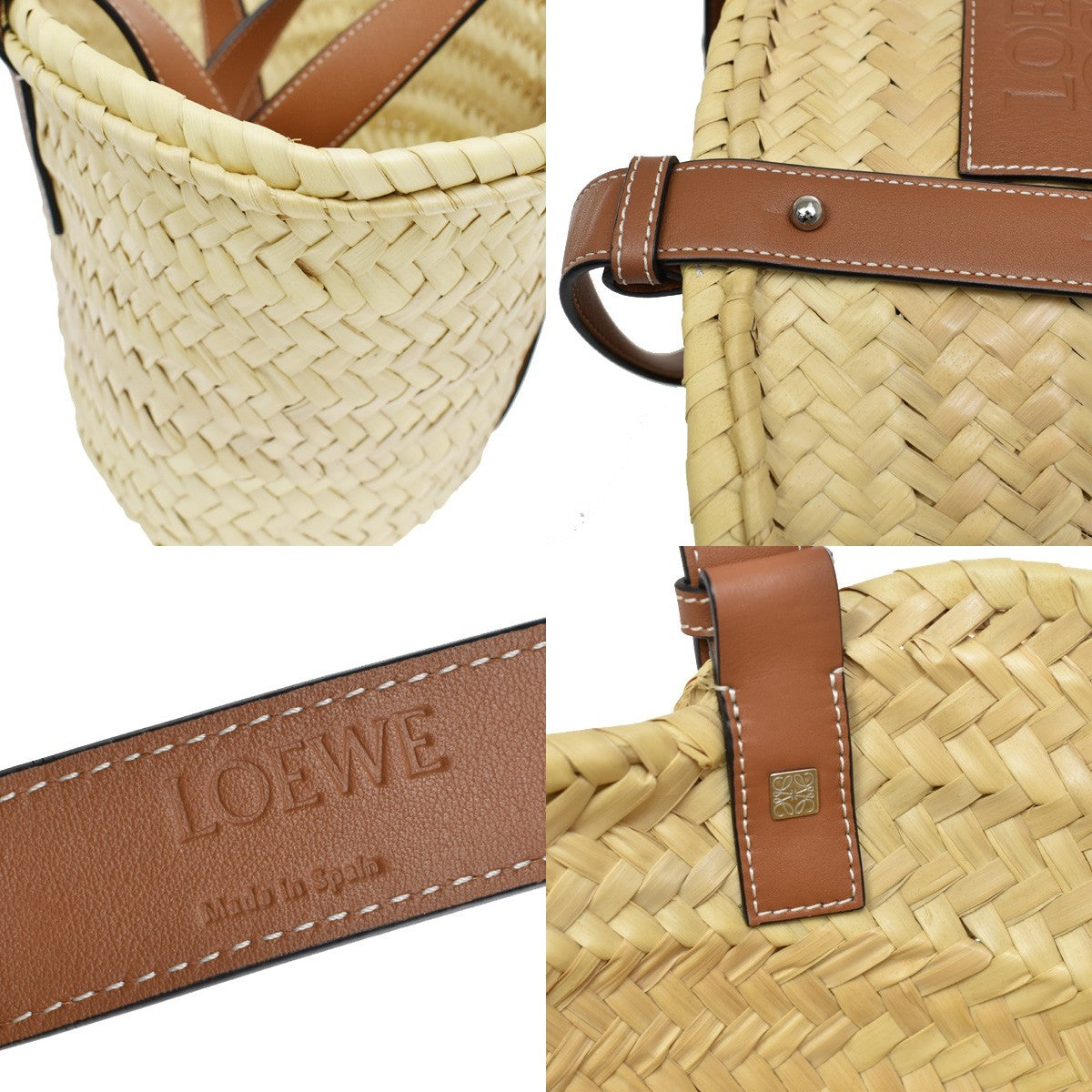 Loewe Basket Woven Raffia With Applique Beige Wicker Tote Bag Bag (Pre-Owned)