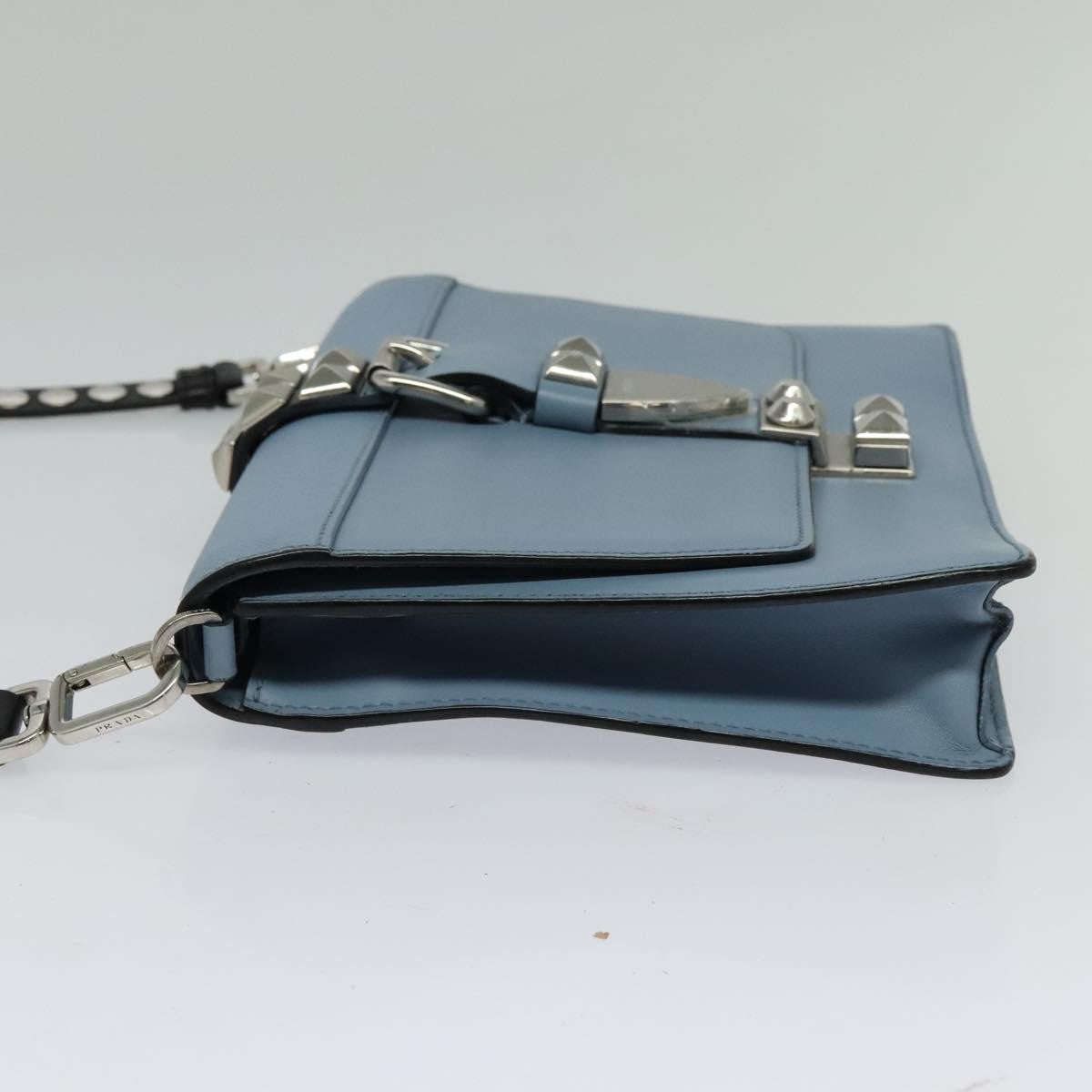 Prada Elektra Studded Leather Blue Leather Shoulder Bag Bag (Pre-Owned)