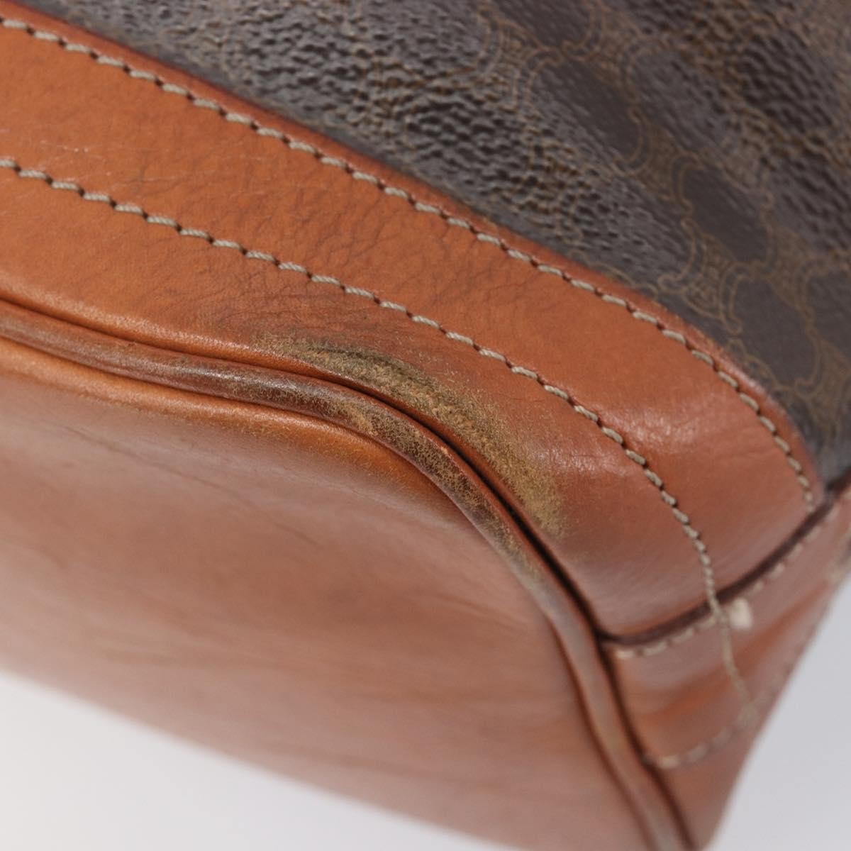 Celine Macadam Shoulder Leather Brown Canvas Crossbody Bag Bag (Pre-Owned)