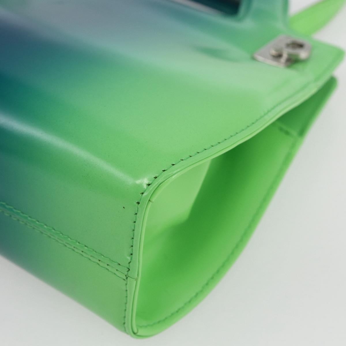 Salvatore Ferragamo Wanda Top Handle Shoulder Gradient Leather Green Patent_Leather Handbag (Pre-Owned)