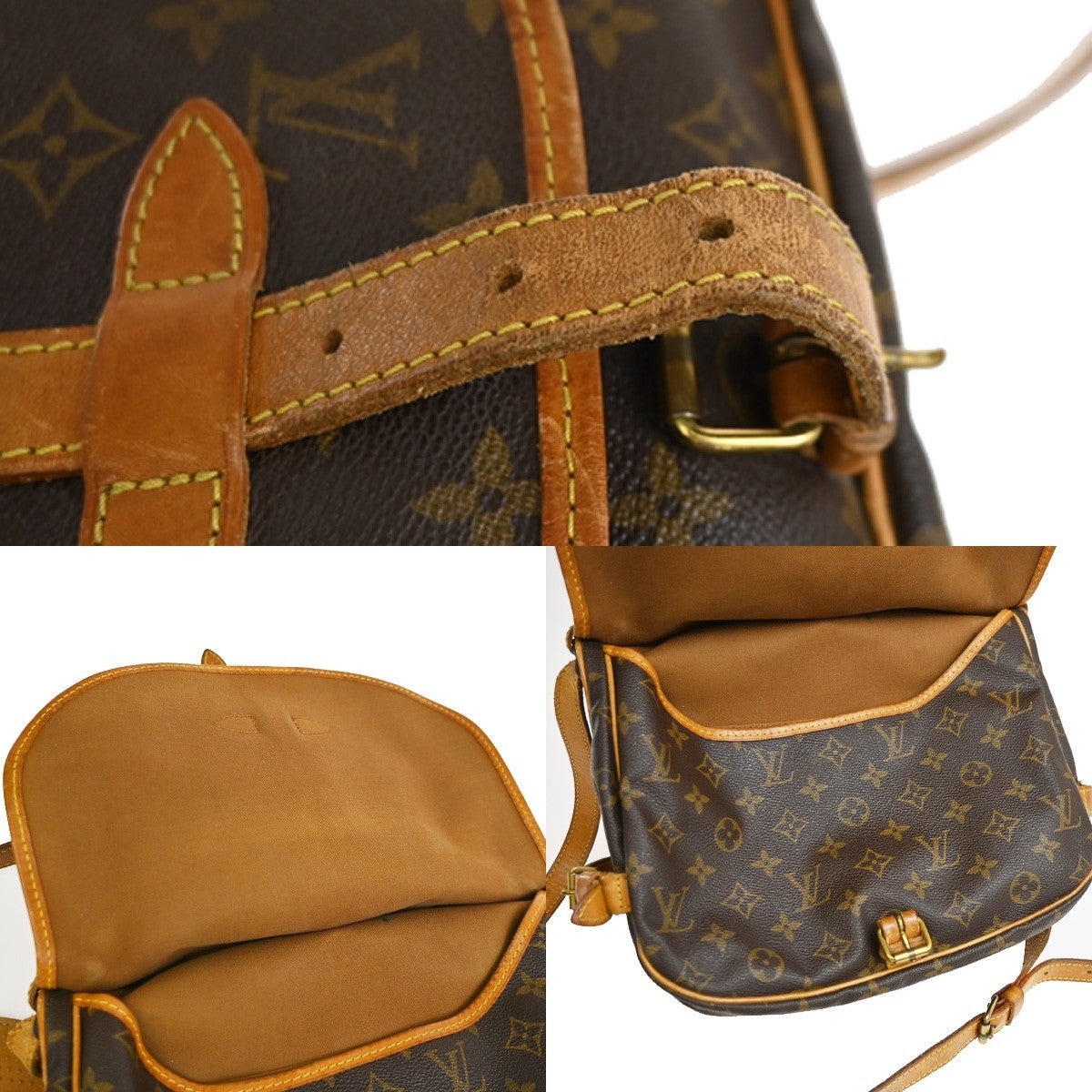 Louis Vuitton Saumur Monogram Canvas Brown Canvas Shoulder Bag Bag (Pre-Owned)