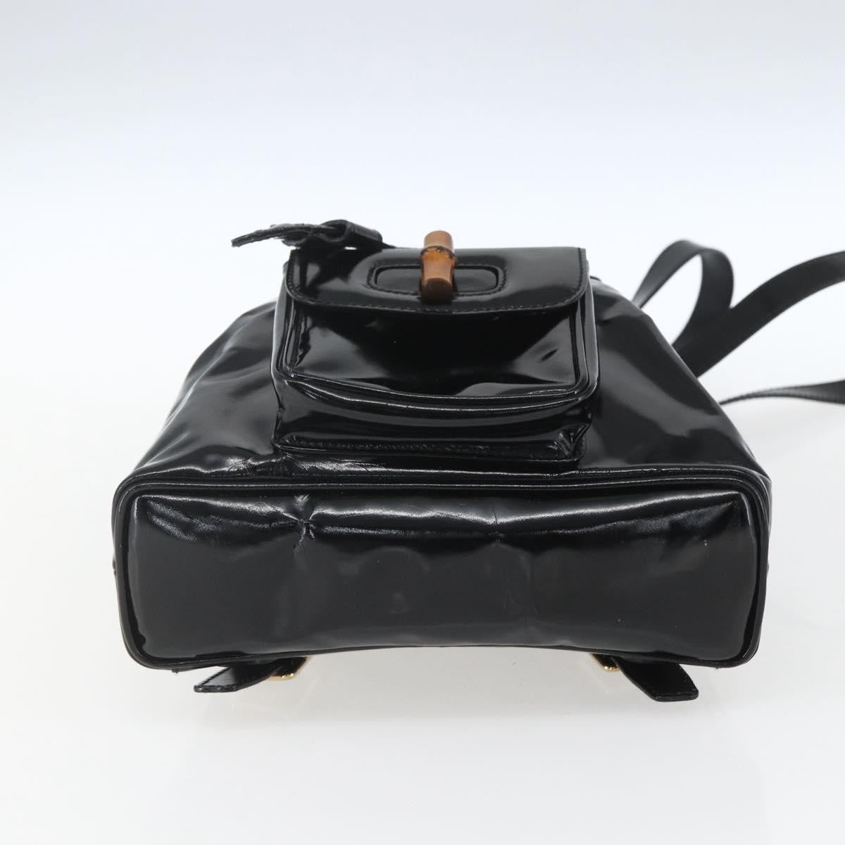 Gucci Vintage Bamboo Patent Black Patent_Leather Backpack Bag (Pre-Owned)