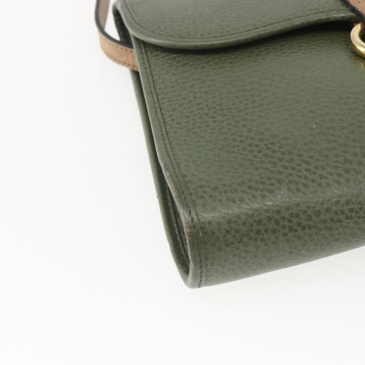Christian Dior Vintage Leather Khaki Leather Shoulder Bag Bag (Pre-Owned)