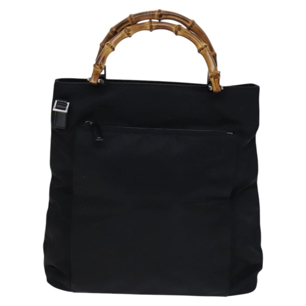 Gucci Vintage Bamboo Handle Nylon Black Nylon Tote Bag Bag (Pre-Owned)