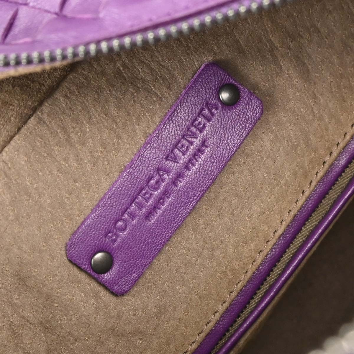 Bottega Veneta Brick Intrecciato Nappa Purple Leather Tote Bag Bag (Pre-Owned)