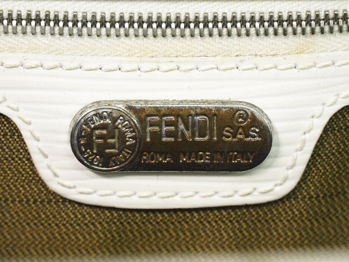 Fendi Vintage Handbag Leather White Leather Handbag (Pre-Owned)