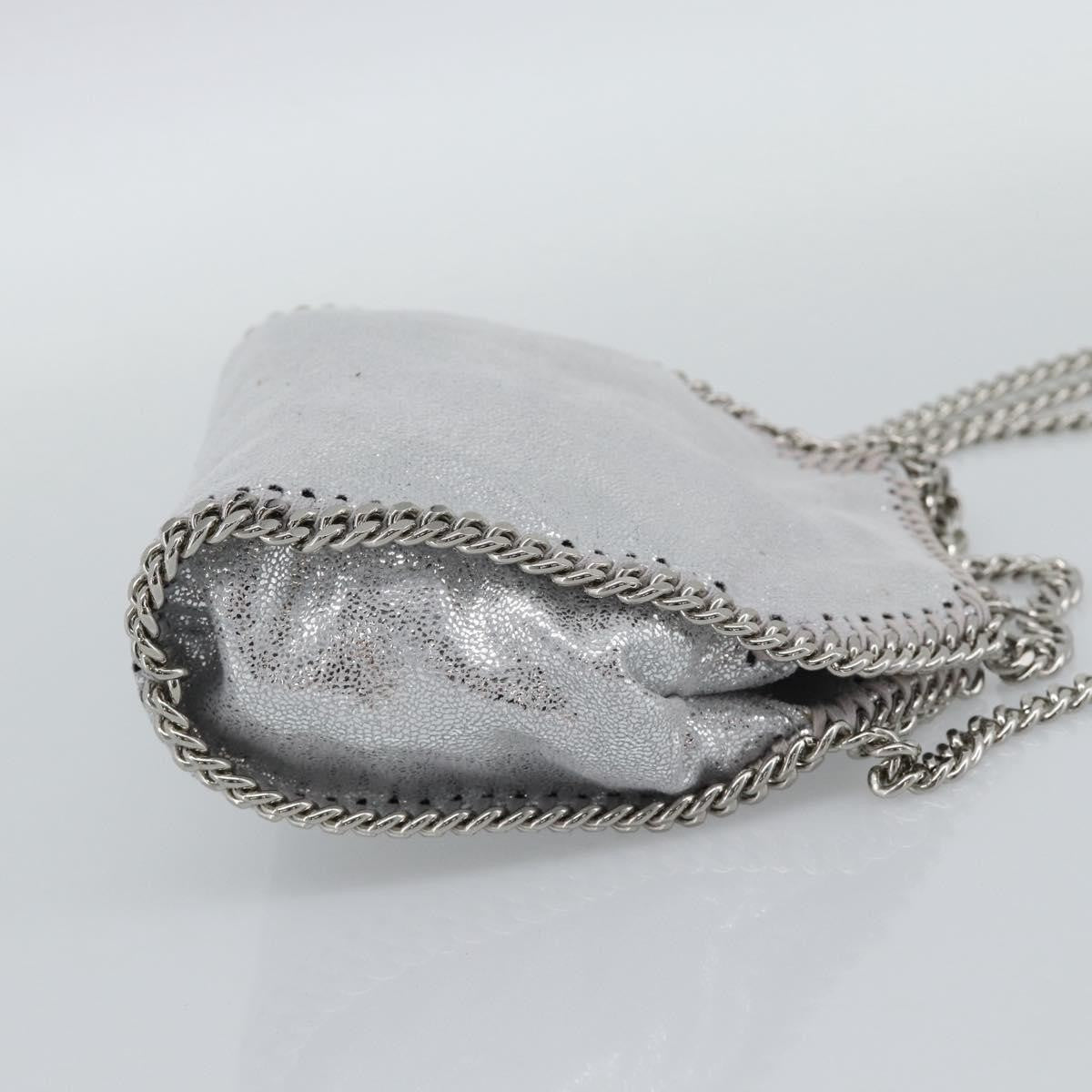 Stella Mccartney Falabella Fold Over Faux Leather Silver Polyester Shoulder Bag Bag (Pre-Owned)
