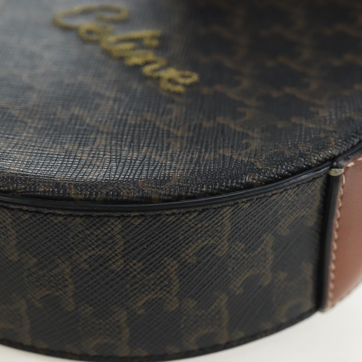Celine Round Purse On Strap Triomphe Coated Canvas Black Pvc Shoulder Bag Bag (Pre-Owned)