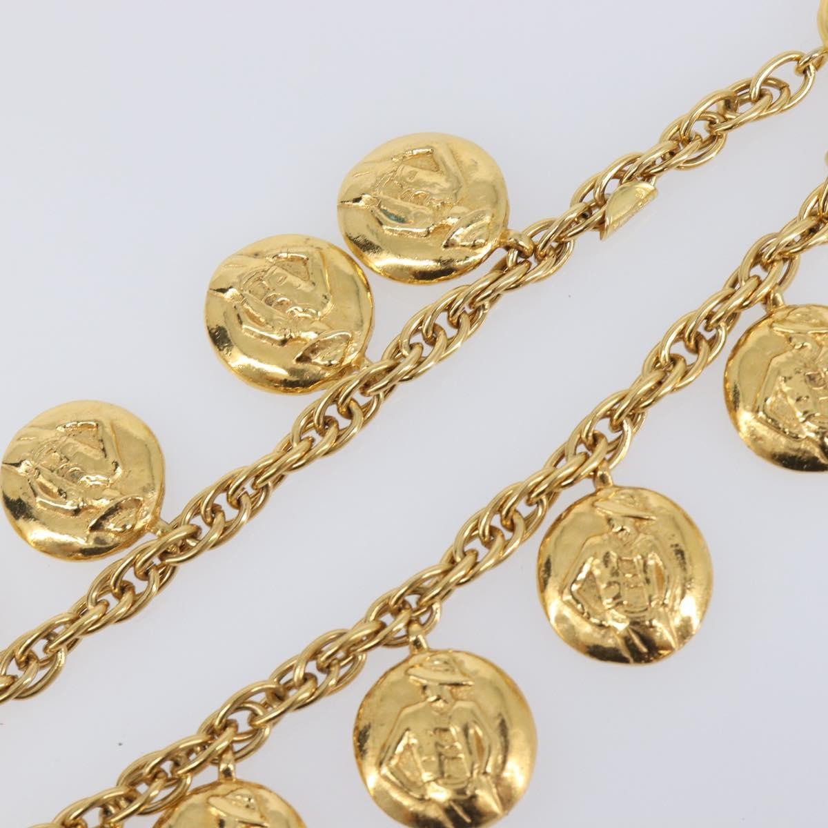 Chanel Vintage Diamond Coco Mademoiselle Long Metal Gold Metal Necklace Jewelry (Pre-Owned)