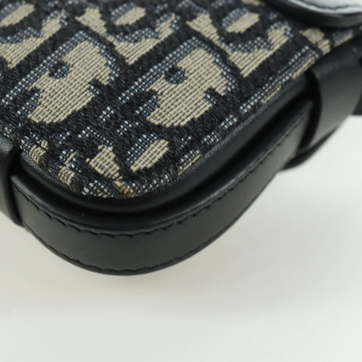 Christian Dior Clasp Lock Messenger Oblique Canvas And Leather Navy Canvas Clutche & Pouche Bag (Pre-Owned)