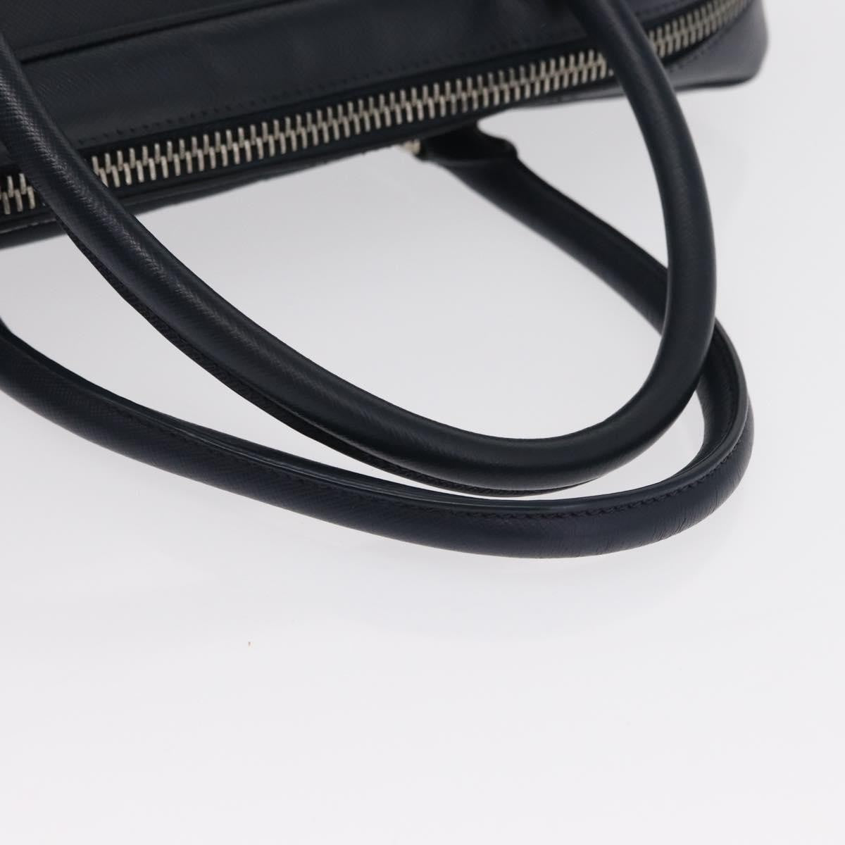 Prada Convertible Zip Around Saffiano Leather Navy Leather Briefcase Bag (Pre-Owned)
