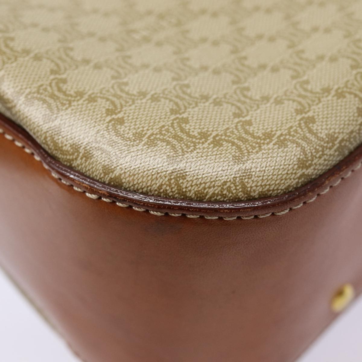 Celine Vintage Convertible Top Handle Macadam Coated Canvas Beige Canvas Handbag (Pre-Owned)