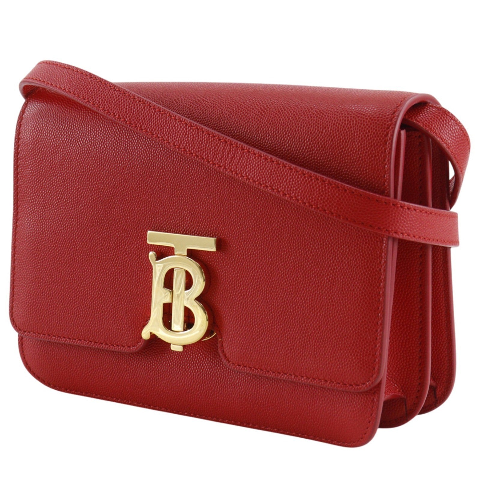Burberry Tb Flap Leather Red Leather Clutche & Pouche Bag (Pre-Owned)