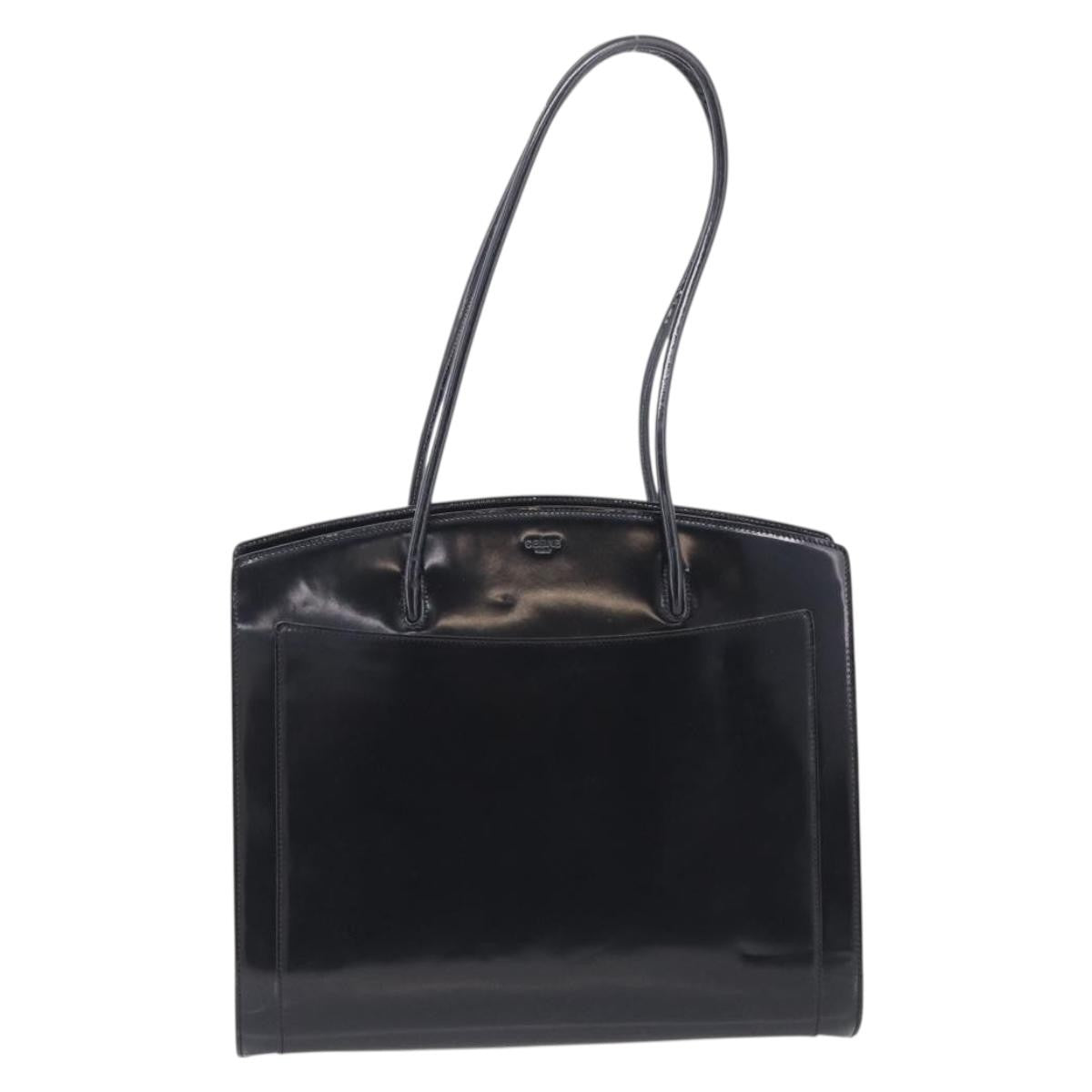Celine Tote Leather Black Patent_Leather Tote Bag Bag (Pre-Owned)