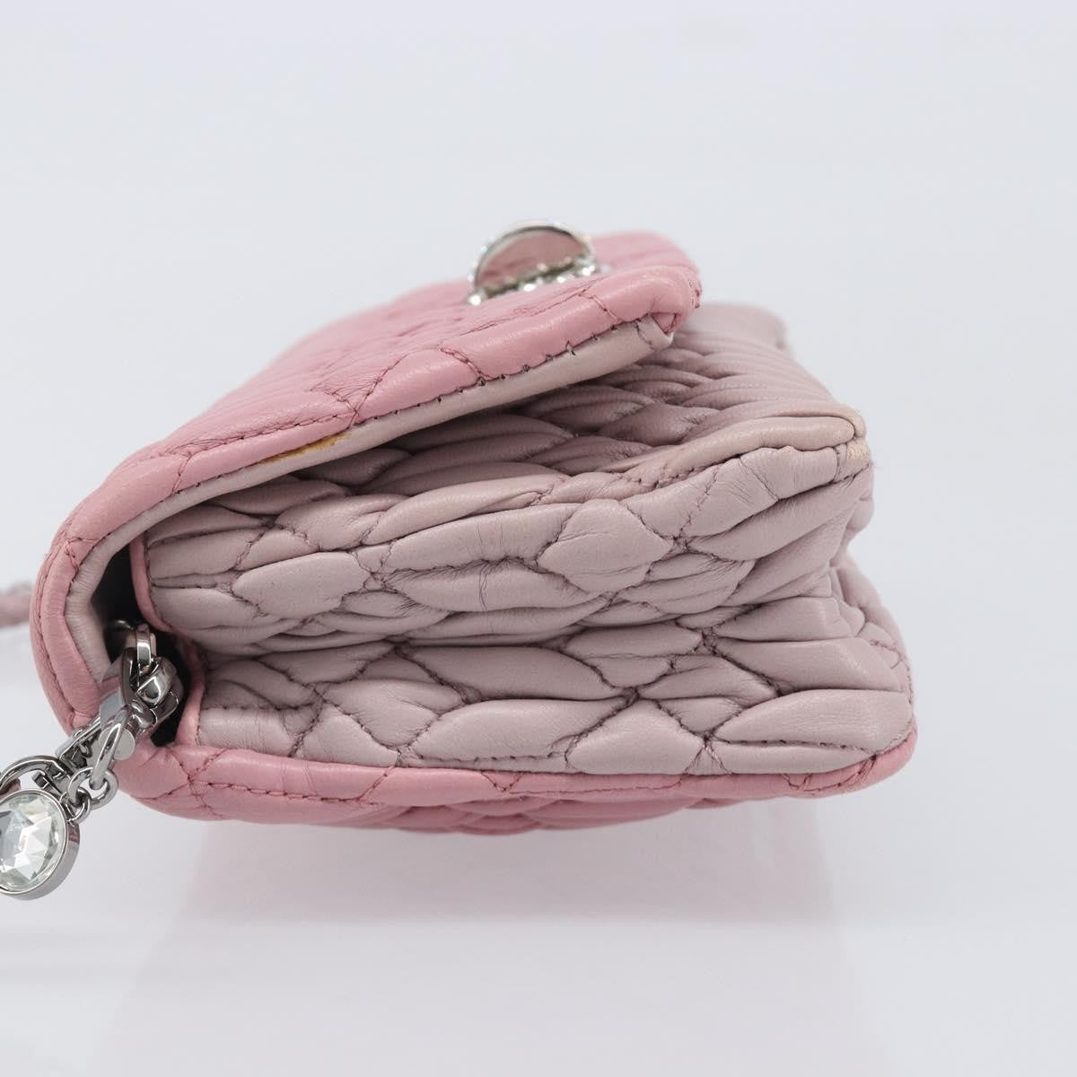 Miu Miu Crystal 2Way Matelasse Leather Pink Leather Clutche & Pouche Bag (Pre-Owned)