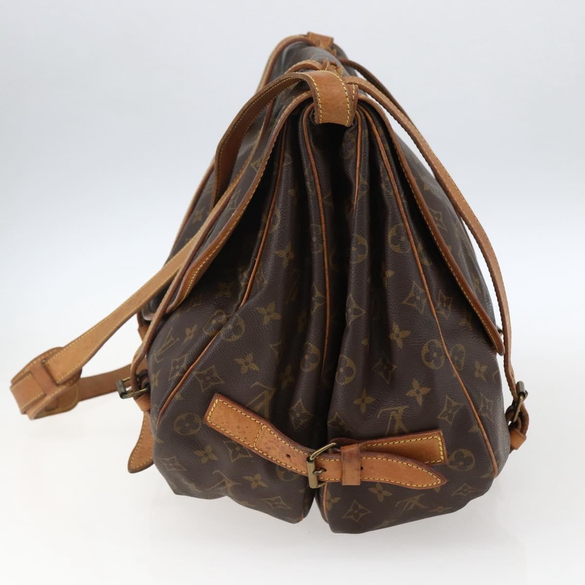 Louis Vuitton Saumur Monogram Canvas Brown Canvas Shoulder Bag Bag (Pre-Owned)