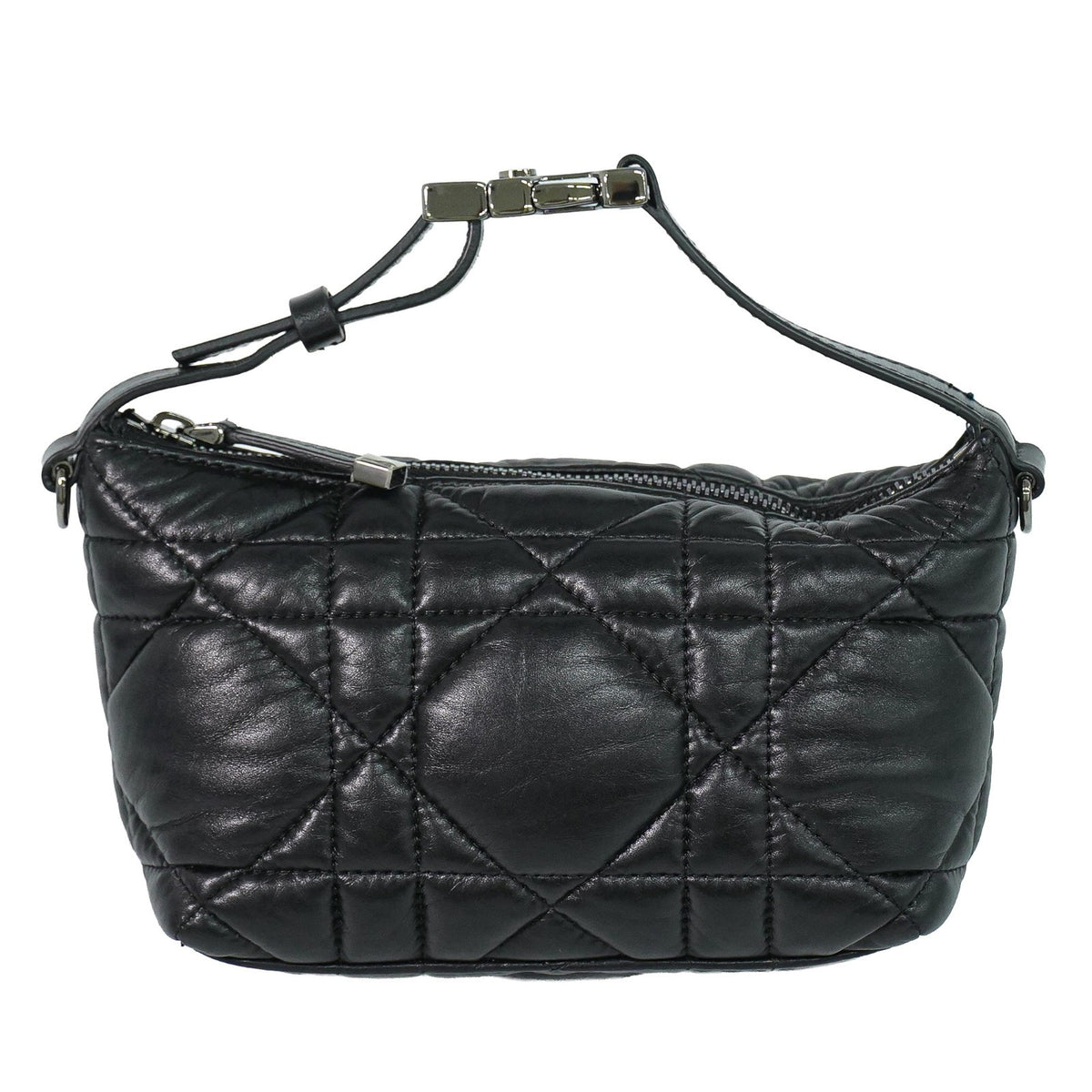 Christian Dior Diortravel Nomad Macrocannage Quilt Calfskin Black Leather Clutche & Pouche Bag (Pre-Owned)