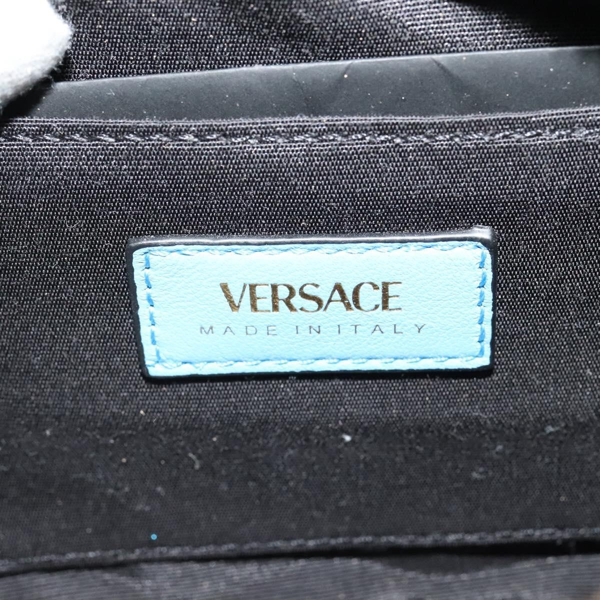 Versace Medusa Icon Front Slip Pocket Camera Quilted Leather Blue Leather Shoulder Bag Bag (Pre-Owned)