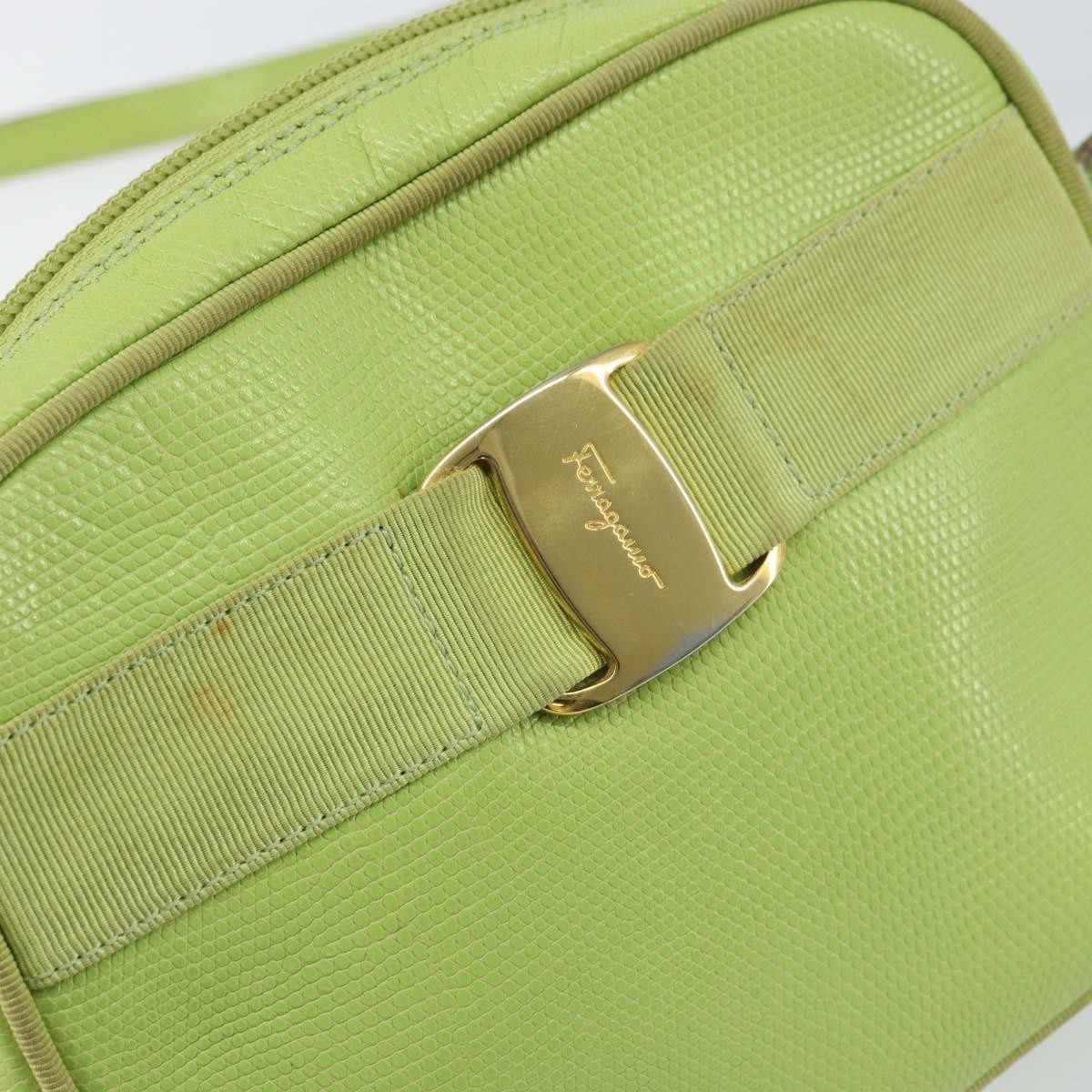 Salvatore Ferragamo Vala Leather Green Leather Shoulder Bag Bag (Pre-Owned)